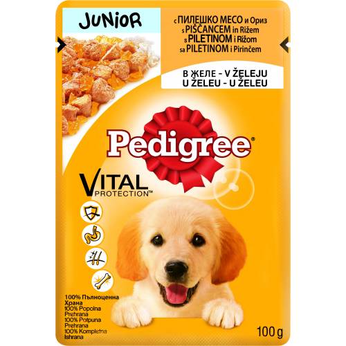 Pedigree джуниър пауч за куче пиле и ориз 100 гр
