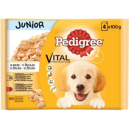 Pedigree джуниър пауч за куче пиле и ориз 4*100 гр