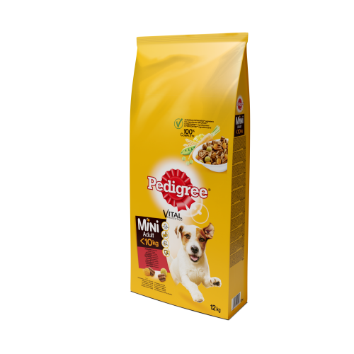 Pedigree Mini Adult говеждо и зеленчуци за дребни породи, чувал от 12кг