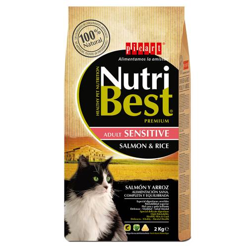 Храна за котки NutriBest Cat Sensitive, със сьомга и ориз, чувал от 15кг, цена за чувал 102.00лв. /1кг-6.80лв./
