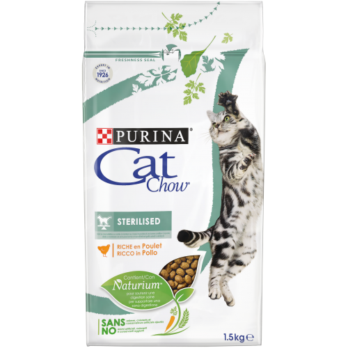 PURINA® CAT CHOW® Sterilised, чувал от 15кг, цена за чувал 144.00лв. /1кг-9.60лв./