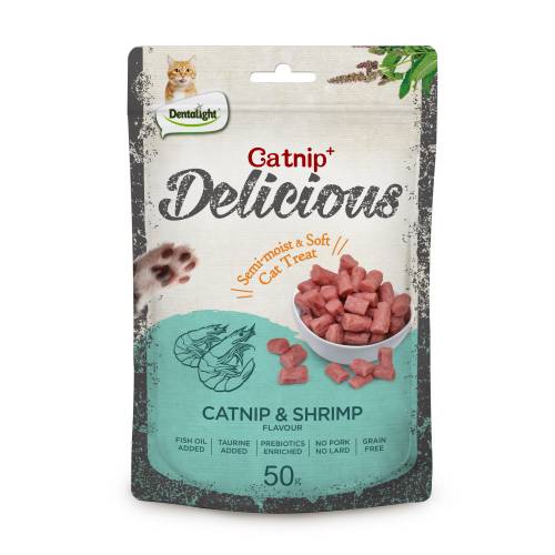 Лакомство за котка DELICIOUS catnip and shrimp, с валериана и скариди