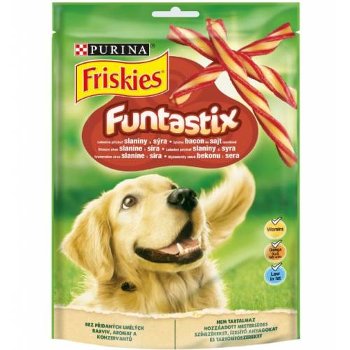 PURINA® FRISKIES® Dog Funtastix лакомство за кучета с бекон и сирене , 180 гр.