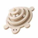 Играчка за котка интерактивна дървена ПИРАМИДА КОСТЕНУРКА с топчета 24х24х12 см  