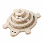 Играчка за котка интерактивна дървена ПИРАМИДА КОСТЕНУРКА с топчета 24х24х12 см  