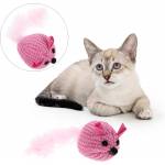Играчка за коте - Мишка плетена с перца