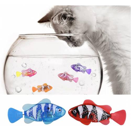 Играчка за коте - Рибка робот, активираща се при контакт с вода 7,5 см