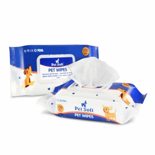 Мокри кърпи за домашни любимци PET SOFT  с аромат на ЯБЪЛКА, 100бр в пакет