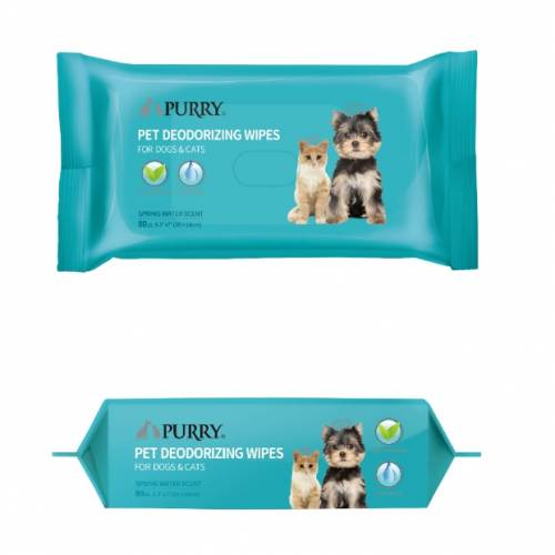 Мокри кърпи PURRY за куче и коте, с аромат на пролет 16х18 см, 80 бр. в опаковка